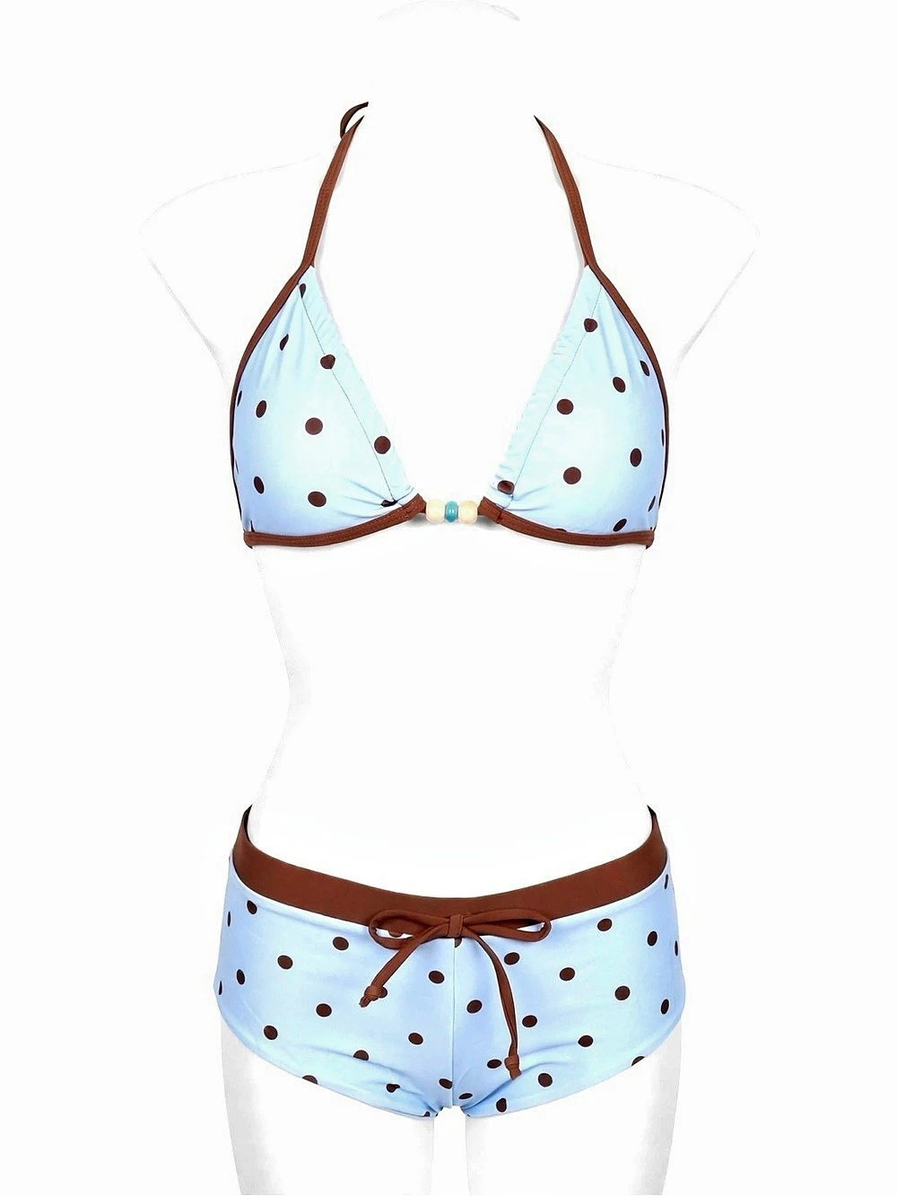 Polka Dot Bikini in Blue & Brown Like New